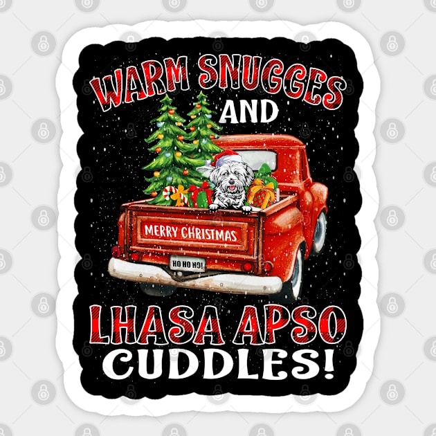 Warm Snuggles And Lhasa Apso Cuddles Truck Tree Christmas Gift Sticker by intelus